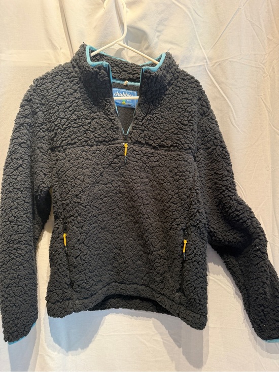 chubbies Jackets & Blazers - chubbies Black Sherpa Quarter-Zip Pullover with Yellow Accents